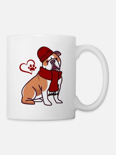 Winter Dog - English Bulldog - Mug - white