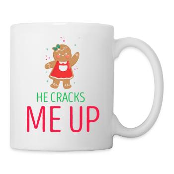 He Cracks Me Up Funny Gingerbread Christmas - Tasse - Weiß - Rechts