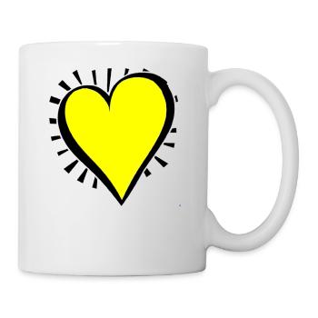 Herz gelb Geschenkidee Liebe Sonne - Tasse - Weiß - Rechts