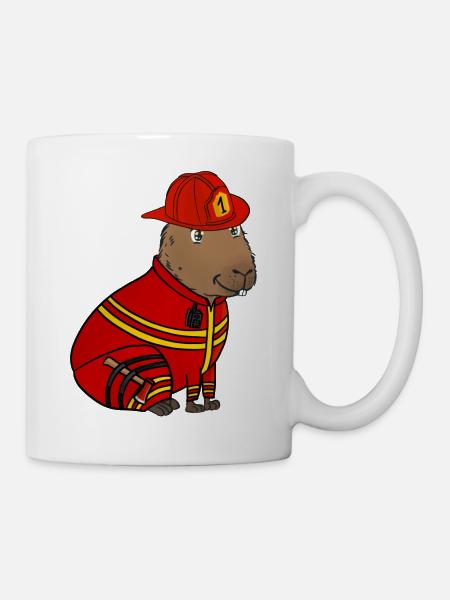 Capybara Feuerwehrmann - Tasse - Weiß