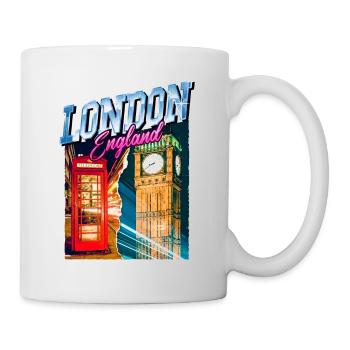 London England UK Stadt Skyline Vintage Retro - Tasse - Weiß - Rechts