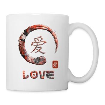 Liebe Japanisches Kanji Wortsymbol Enso Kreis 2 - Tasse - Weiß - Rechts