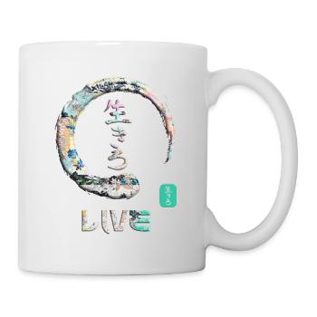 Live-Japanisches Kanji-Wortsymbol Enso Circle 5 - Tasse - Weiß - Rechts