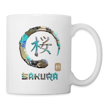 Sakura Japanisches Kanji-Wortsymbol Enso Circle 20 - Tasse - Weiß - Rechts