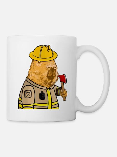 Capybara Feuerwehrmann - Tasse - Weiß