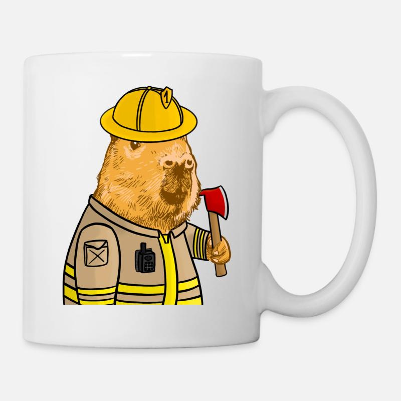 Capybara Feuerwehrmann - Tasse - Weiß