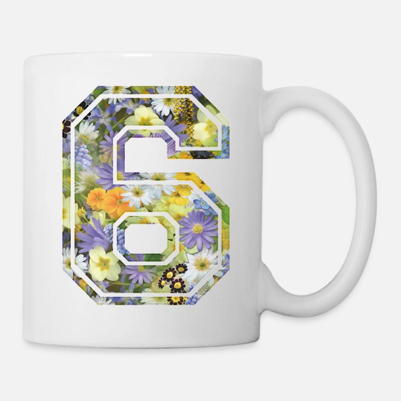 Numero 6 fleur, Équipe Foot, basket université - Mug blanc - blanc