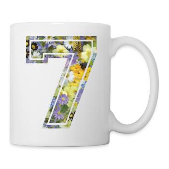 Numero 7 fleur, Équipe Foot, basket université - Mug blanc - blanc - Droite