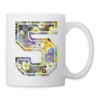 Numero 5 fleur, Équipe Foot, basket université - Mug blanc - blanc - Droite