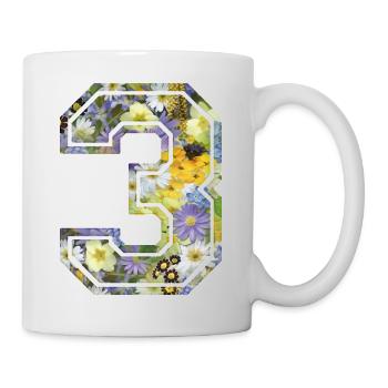 Numero 3 fleur, Équipe Foot, basket université - Mug blanc - blanc - Droite