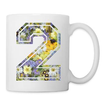 Numero 2 fleur, Équipe Foot, basket université - Mug blanc - blanc - Droite