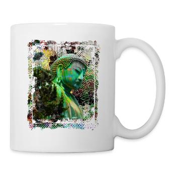Statue de Bouddha Japonais Japon Kamakura Collage Art - Mug blanc - blanc - Droite