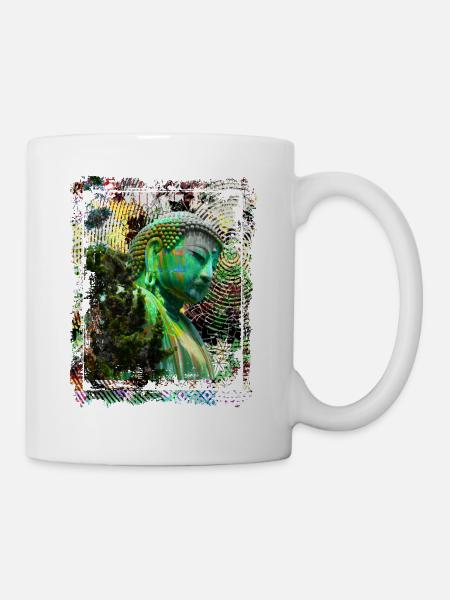 Japanische Buddha Statue Japan Kamakura Collage Kunst - Tasse - Weiß