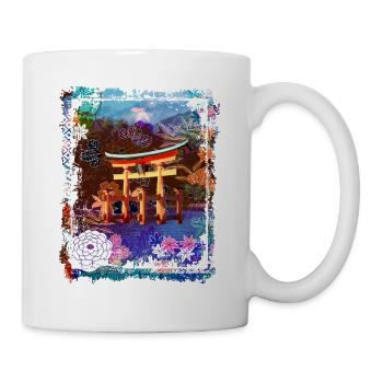 Japan Torii Gate In Water Mountain Collage Art 73 - Mug - white - Right
