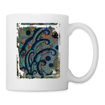 Japanische Great Wave Blumenmuster Collage Art 85 - Tasse - Weiß - Rechts