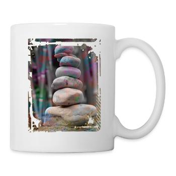 Japan Zen Buddhismus Balancierende Steine Felsen Bambus - Tasse - Weiß - Rechts