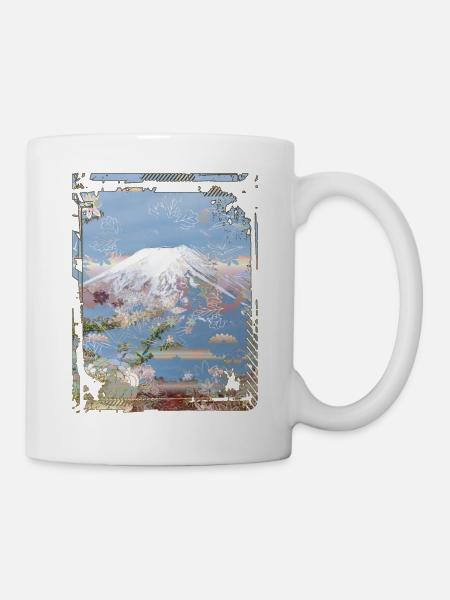 Japan Mount Fuji Kirschblüte Sakura Collage - Tasse - Weiß