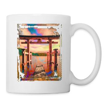 Japan Torii Gate In Water Sunset Collage Art 62 - Mug - white - Right