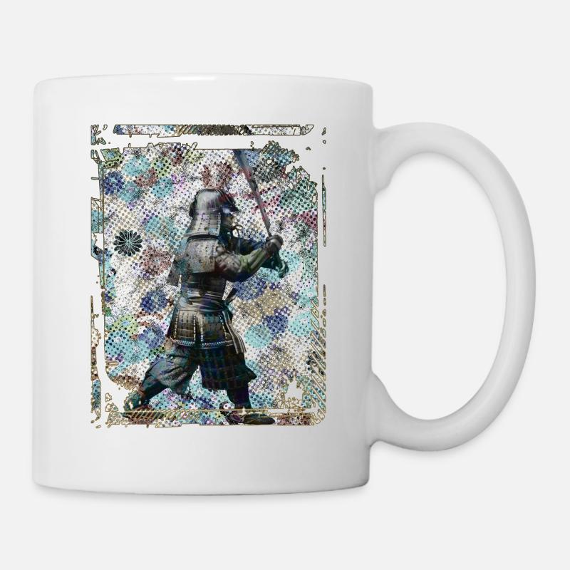 Japanische Samurai Statue Collage Art 92 - Tasse - Weiß