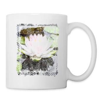 Japanese Collage Art Lotus Water Lily Collage Art - Mug - white - Right