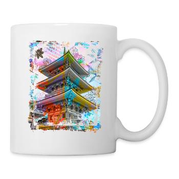 Japan Pagode Kirschblüten Collage Art 70 - Tasse - Weiß - Rechts