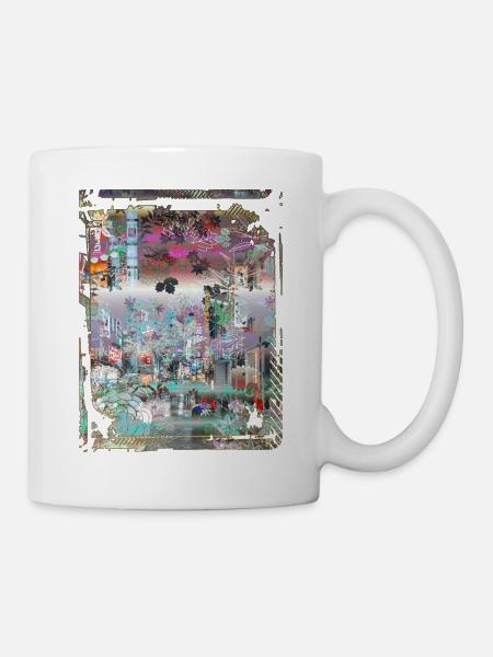 Japan City Night Streets View Collage Art 91 - Tasse - Weiß
