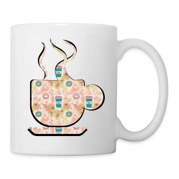 TASSE DAMPFENDER KAFFEE/TEE MIT DONUTS. - Tasse - Weiß - Rechts