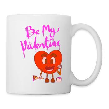 Sei mein Valentinsherz Maskottchen Cartoon Stil - Tasse - Weiß - Rechts