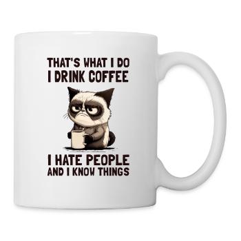 annoying cat cat Grumpy coffee cat picture - Mug - white - Right