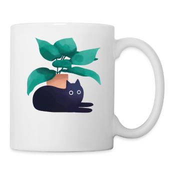 Katzen vor Blumentopf - Tasse - Weiß - Rechts
