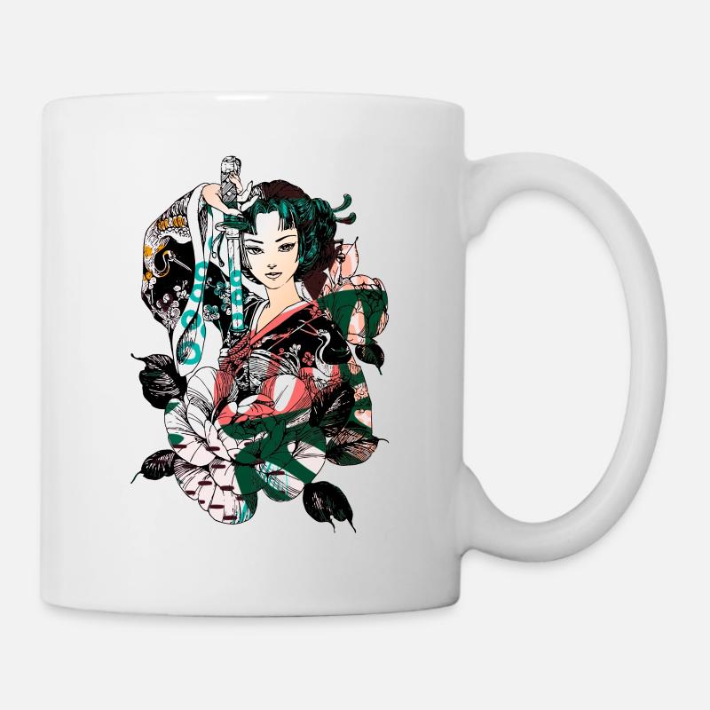 Guerrier Samouraï Sabre Geisha Japonais 114 - Mug blanc - blanc