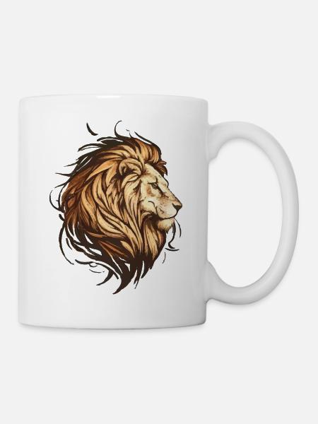 Tête de lion - Mug blanc - blanc