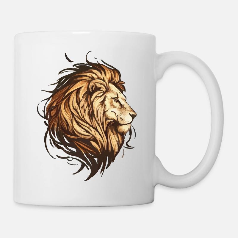 Tête de lion - Mug blanc - blanc