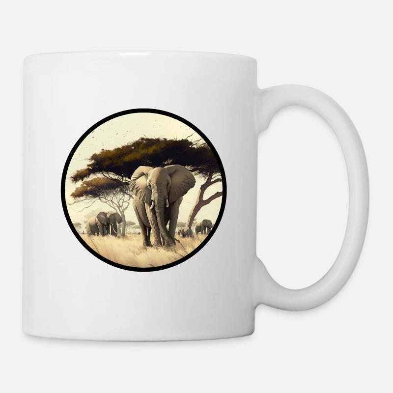 Serengeti avec éléphant - Mug blanc - blanc