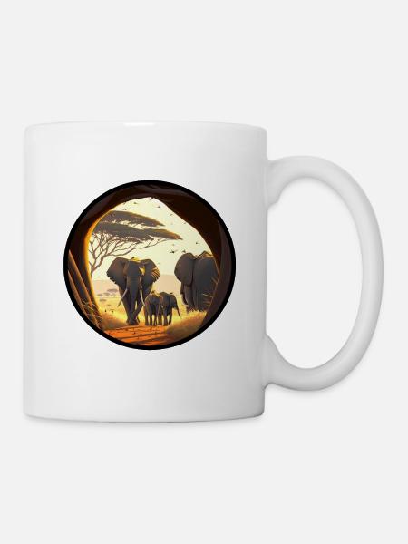 Elefanten in der Serengeti - Tasse - Weiß