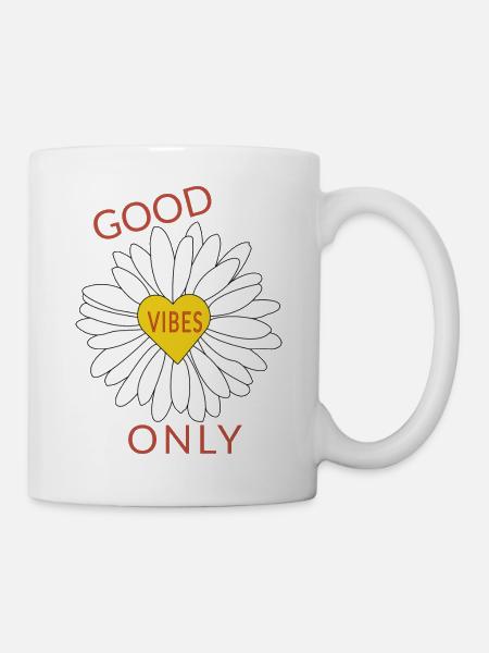 Good Vibes only Flower Power - Mug - white