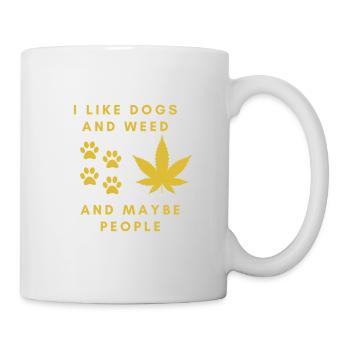 J’aime les chiens et l’herbe et peut-être les gens - Mug blanc - blanc - Droite