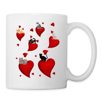 petits chats et petits coeurs - Mug blanc - blanc - Droite