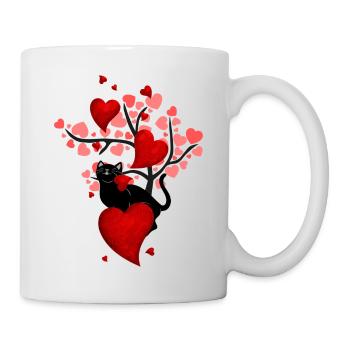 Black cat and hearts - Mug - white - Right