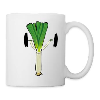 Lauch,sportler, fitness,gewichte heben, sport - Tasse - Weiß - Rechts