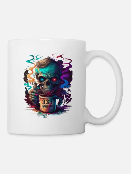 Totenkopf | Kaffee | farbig | Colorful Skull - Tasse - Weiß