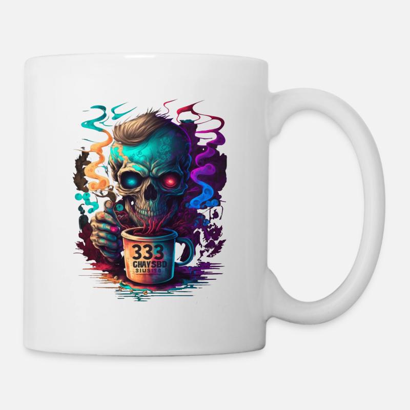 Totenkopf | Kaffee | farbig | Colorful Skull - Tasse - Weiß