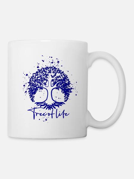 Arbre de Vie,Arbre,Arbre,Encre,Bleu,Peinture - Mug blanc - blanc