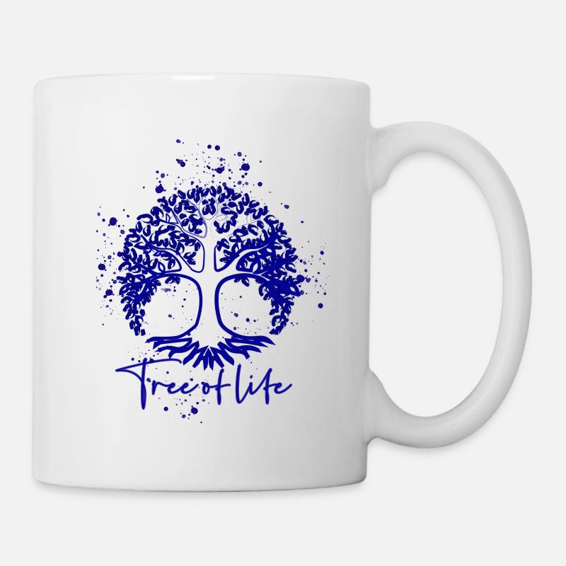 Arbre de Vie,Arbre,Arbre,Encre,Bleu,Peinture - Mug blanc - blanc