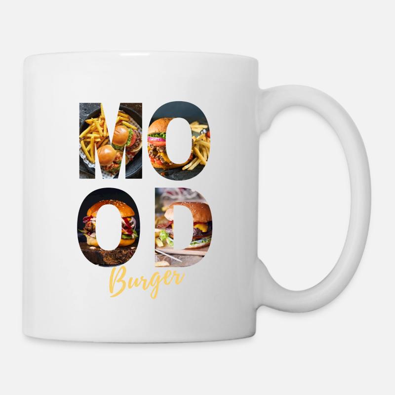 Mood Burger Print- Gold - Tasse - Weiß