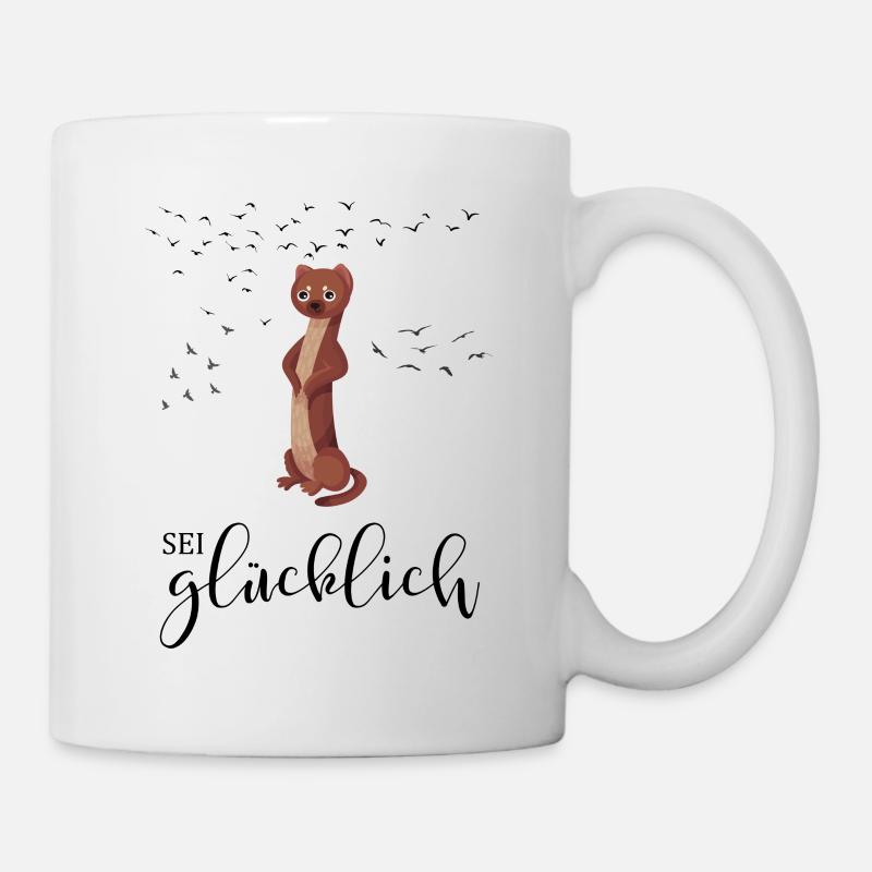 Erdmännchen Cartoon Comic Be Happy - Tasse - Weiß