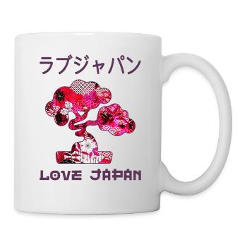 Bonsai Baum Japanischer Zen-Garten Symbol Kanji Liebe - Tasse - Weiß - Rechts
