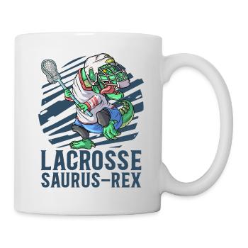 Lacrosse Dinosaur T-Rex Lacrosse Stick Funny Lax - Mug - white - Right