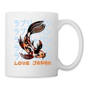 Japan Koi Karpfen Fisch Wasser Teich Symbol Kanji Liebe - Tasse - Weiß - Rechts