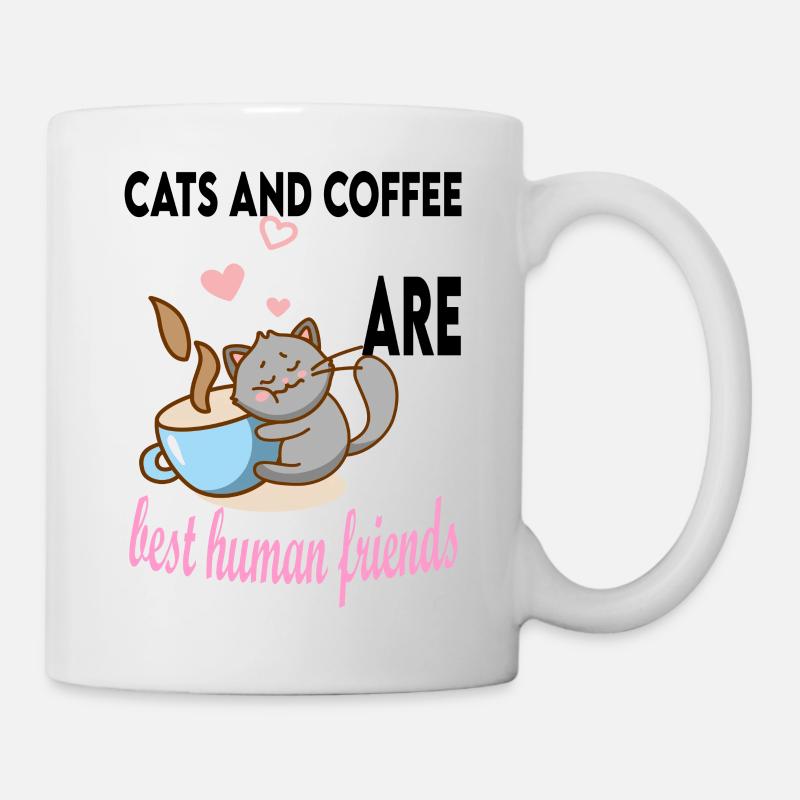 Cats and coffee best human friends - Mug - white